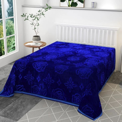TAYCORELIVING Solid Double Mink Blanket for  AC Room(Microfiber, Blue)