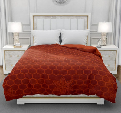 SPANGLE Self Design Single AC Blanket for  AC Room(Microfiber, Rusty)