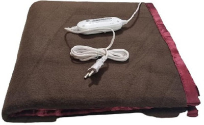 Comfort Ideas Solid Single Electric Blanket for  Heavy Winter(Cotton, Brown)