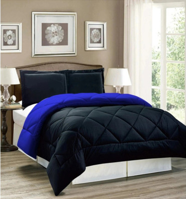 KEA Solid Double Comforter for  Heavy Winter(Microfiber, BLACK-BLUE)