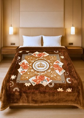 Signature Floral King Mink Blanket for  Heavy Winter(Polyester, Royal Emblem)