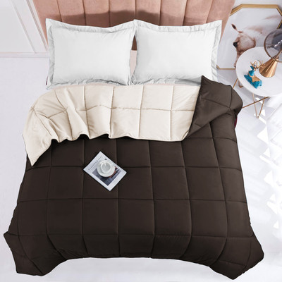 Floating Dreams Solid, Self Design Single Comforter for  Mild Winter(Microfiber, Beige, Brown)