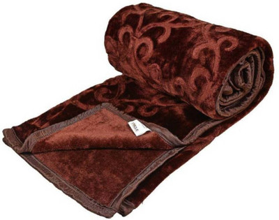 ACZO FEEL Solid Double Mink Blanket for  AC Room(Microfiber, Brown)