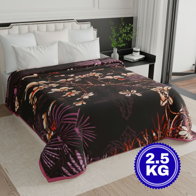 MAGICAL Floral King Mink Blanket for  Heavy Winter(Microfiber, Premium Wine & 13)
