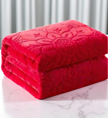 Swikon star Floral Double Mink Blanket for  Heavy Winter(Microfiber, Red)