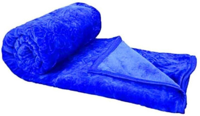 BLAN STAR Self Design Double Mink Blanket for  Heavy Winter(Microfiber, Blue)