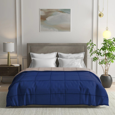 Wakefit Solid Double Comforter for  Mild Winter(Microfiber, Taupe and Navy Blue)