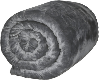wear me Floral Single Mink Blanket for  Heavy Winter(Microfiber, Grey)