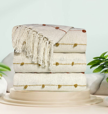 SAJAVAT HOME Striped Single Throw for  AC Room(Cotton, Beige)