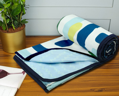 BSB HOME Striped Single Dohar for  Heavy Winter(Cotton, White & Green)