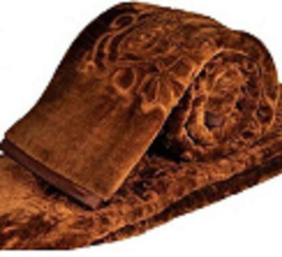 GKM Self Design Double Mink Blanket for  Mild Winter(Microfiber, Coffee)