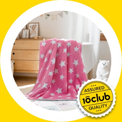 My New Born by 10Club Printed Crib AC Blanket for  AC Room(Cotton, Pink)