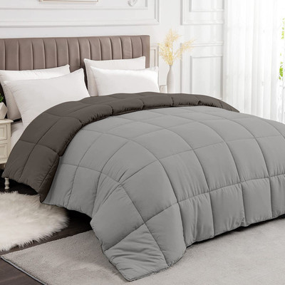 Razzai Solid Single Comforter for  Heavy Winter(Microfiber, Dark Grey, Silver)