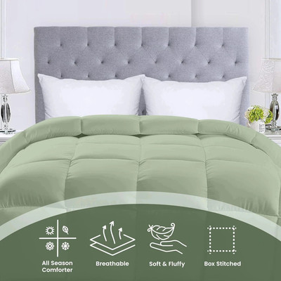 Blue Home Solid Double Comforter for  AC Room(Poly Cotton, Green)