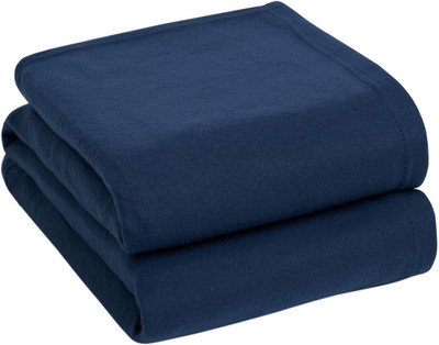 Home Stylish Solid Double Fleece Blanket for  Mild Winter(Polyester, Blue)