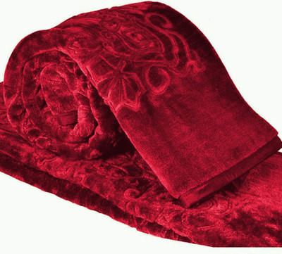 ACZO FEEL Self Design Single Mink Blanket for  Mild Winter(Microfiber, Maroon)