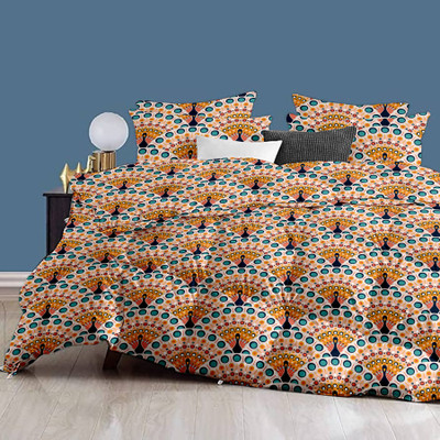 Bask and Belle Abstract Single Comforter for  AC Room(Cotton, Orange)
