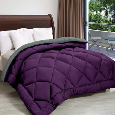 Comfowell Solid Double Comforter for  Heavy Winter(Microfiber, Purple & Grey)