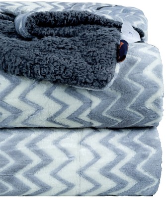 BSB HOME Solid Single Sherpa Blanket for  Heavy Winter(Polyester, Silver & Grey)