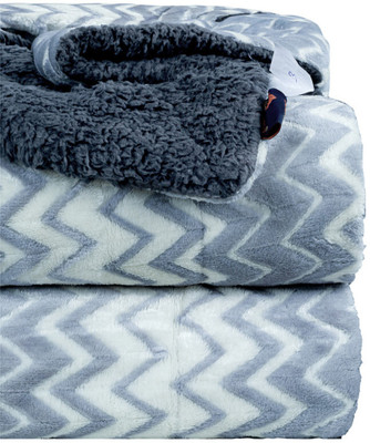 VAS COLLECTIONS Solid Single Sherpa Blanket for  Heavy Winter(Polyester, Grey 1)
