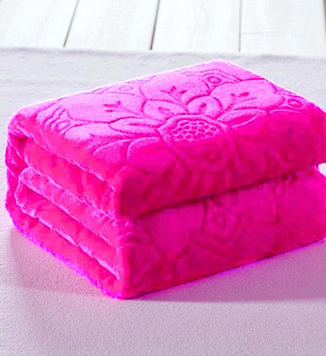 Swikon star Self Design Double Mink Blanket for  Heavy Winter(Polyester, Pink)