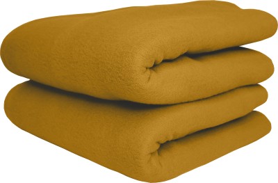 HOMIEE Solid Double Fleece Blanket for  AC Room(Polyester, 2 Camel)