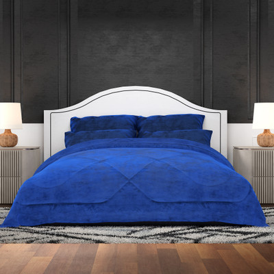 KUBER INDUSTRIES Self Design Double Comforter for  Heavy Winter(Microfiber, Blue)