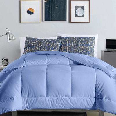 Razzai Geometric Double Comforter for  AC Room(Microfiber, Sky Blue)