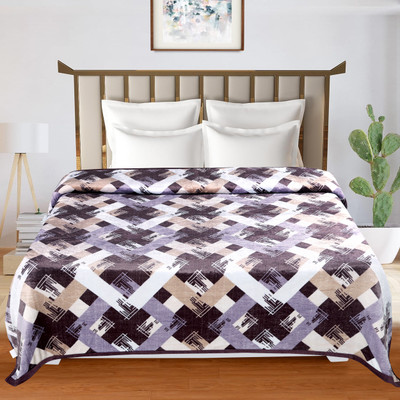 OSONICTEXTILE Printed Double AC Blanket for  Heavy Winter(Woollen Blend, Purple)