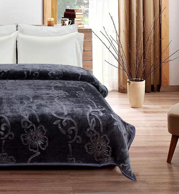 Convalexa Solid Double Mink Blanket for  Heavy Winter(Polyester, Grey)