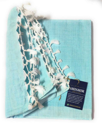 Aakriti Handloom Solid Single Top Sheet for  AC Room(Cotton, Aqua Blue)