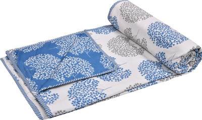 Jinaya's Printed Single Dohar for  AC Room(Cotton, Blue-White Tree)