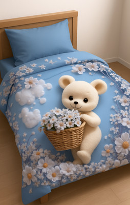 RAJ LAXMI INDUSTRIES Printed Single Comforter for  Mild Winter(Poly Cotton, Sky Blue, Beige)