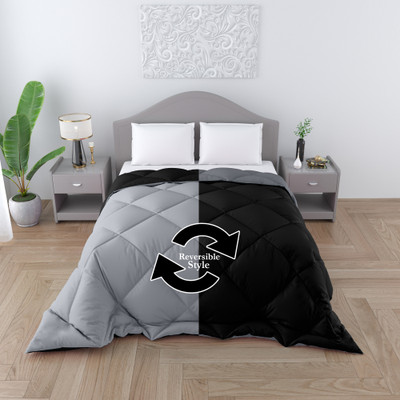 TUNDWAL'S Solid Double Comforter for  Heavy Winter(Microfiber, black grey)
