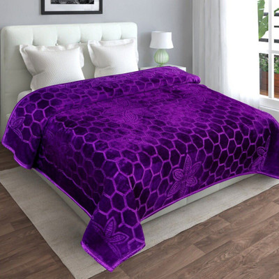 KIXTA Printed Double Mink Blanket for Heavy Winter(Microfiber, Purple)
