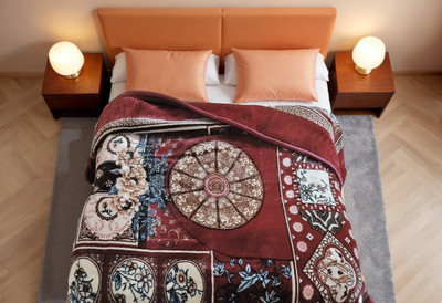 HOMIEE Floral Double Mink Blanket for  Heavy Winter(Polyester, Maroon)
