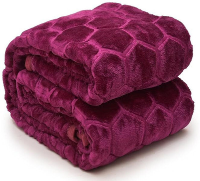 Convalexa Floral Double Mink Blanket for  Heavy Winter(Microfiber, WINE)