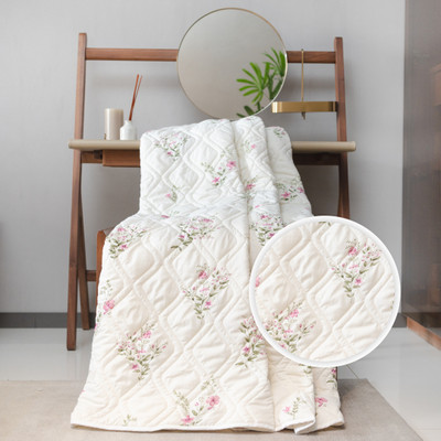 Urban Space Floral Single AC Blanket for  AC Room(Cotton, Amsterdam Valley Pink)