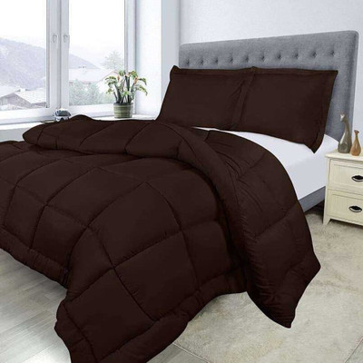 YUKU Solid Double Comforter for  Heavy Winter(Poly Cotton, Coffee brown)