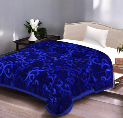 shree karni export Floral Single Mink Blanket for  Heavy Winter(Fur, Multicolor)