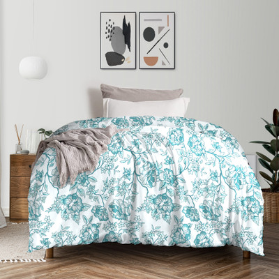My Trident Geometric Single Comforter for  Heavy Winter(Cotton, Juliet Blue)