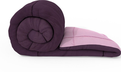 COZYEXPORTS Solid King Quilt for  Heavy Winter(Poly Cotton, Wine & Beige)