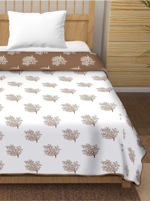 Anadhika Printed Double Dohar for  AC Room(Cotton, Leaf Brown)