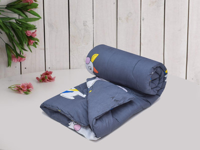 RUSTIC LINEN Printed Single Comforter for  Mild Winter(Microfiber, Black, White)