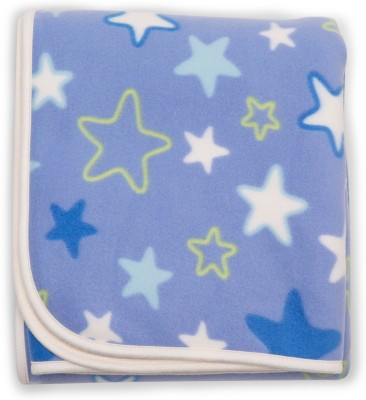 MeeMee Text Print Double Crib Baby Blanket for  Mild Winter(Cotton, Light Blue)