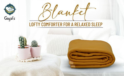 Goyal's Solid Double Fleece Blanket for  Mild Winter(Microfiber, Beige Camel)