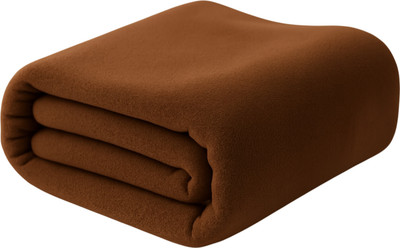 Neekshaa Solid Single Fleece Blanket for  Mild Winter(Polyester, Brown)