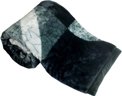 WARMZY Floral Single Sherpa Blanket for  Heavy Winter(Polyester, blue multi)
