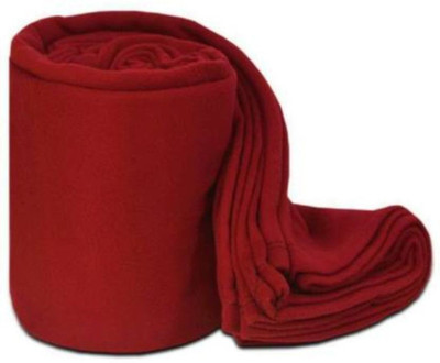 VORDVIGO Solid Single Fleece Blanket for  Mild Winter(Polyester, Red)