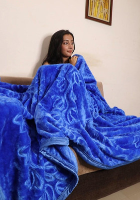 Retreat Solid Double AC Blanket for  Heavy Winter(Microfiber, Blue)